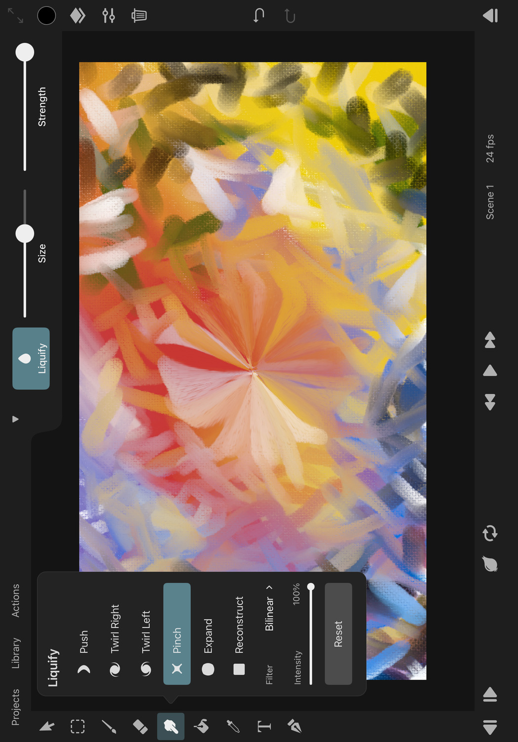 Liquify pinch mode