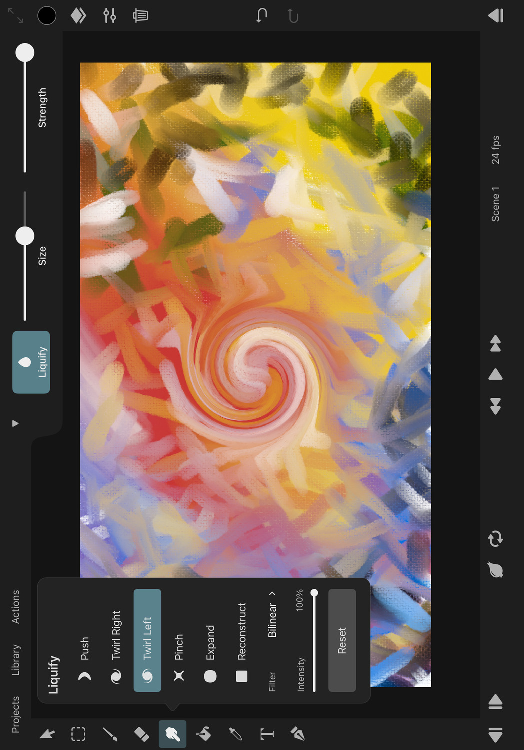Liquify twirl left mode