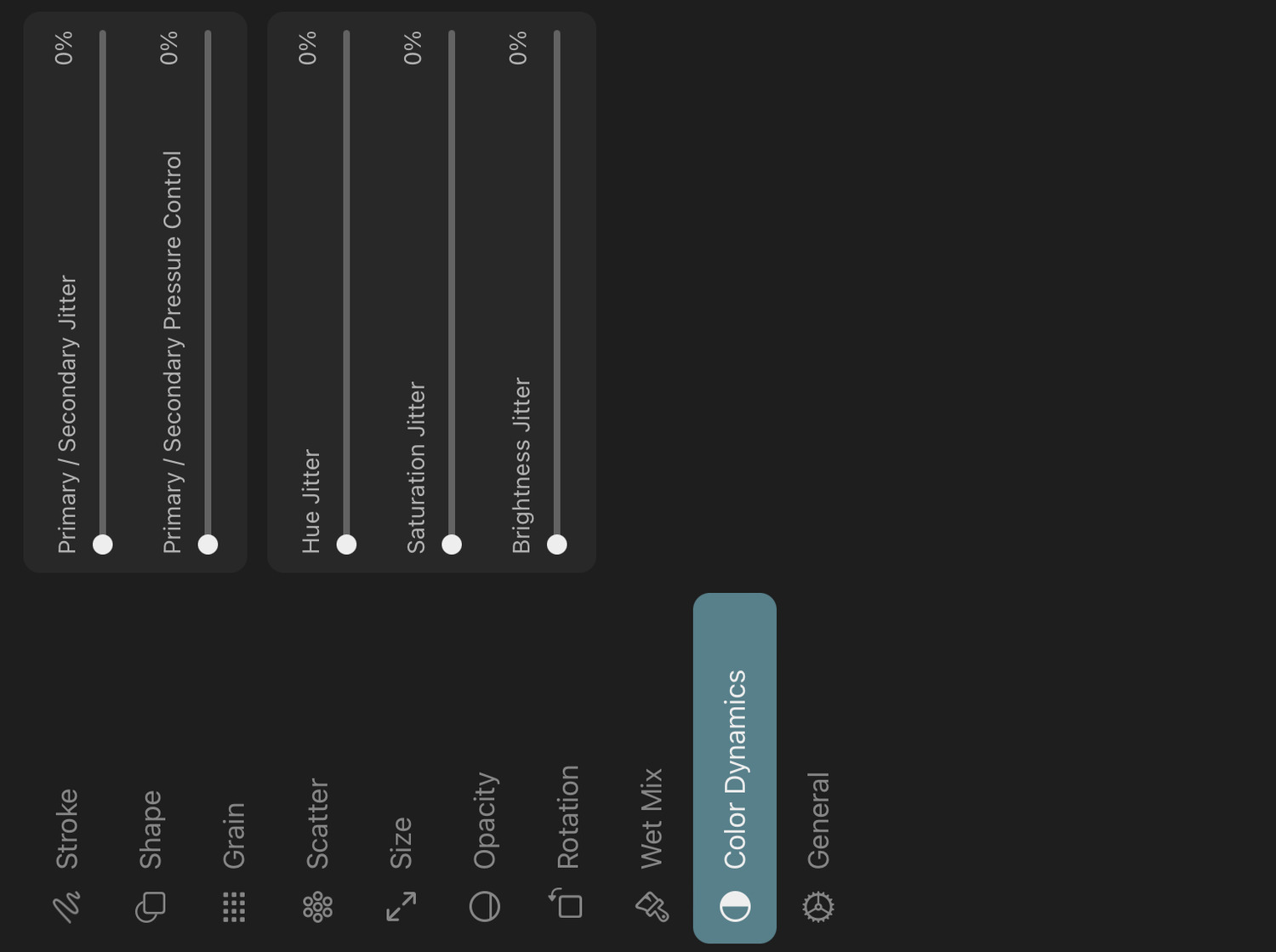 Color dynamics settings tab