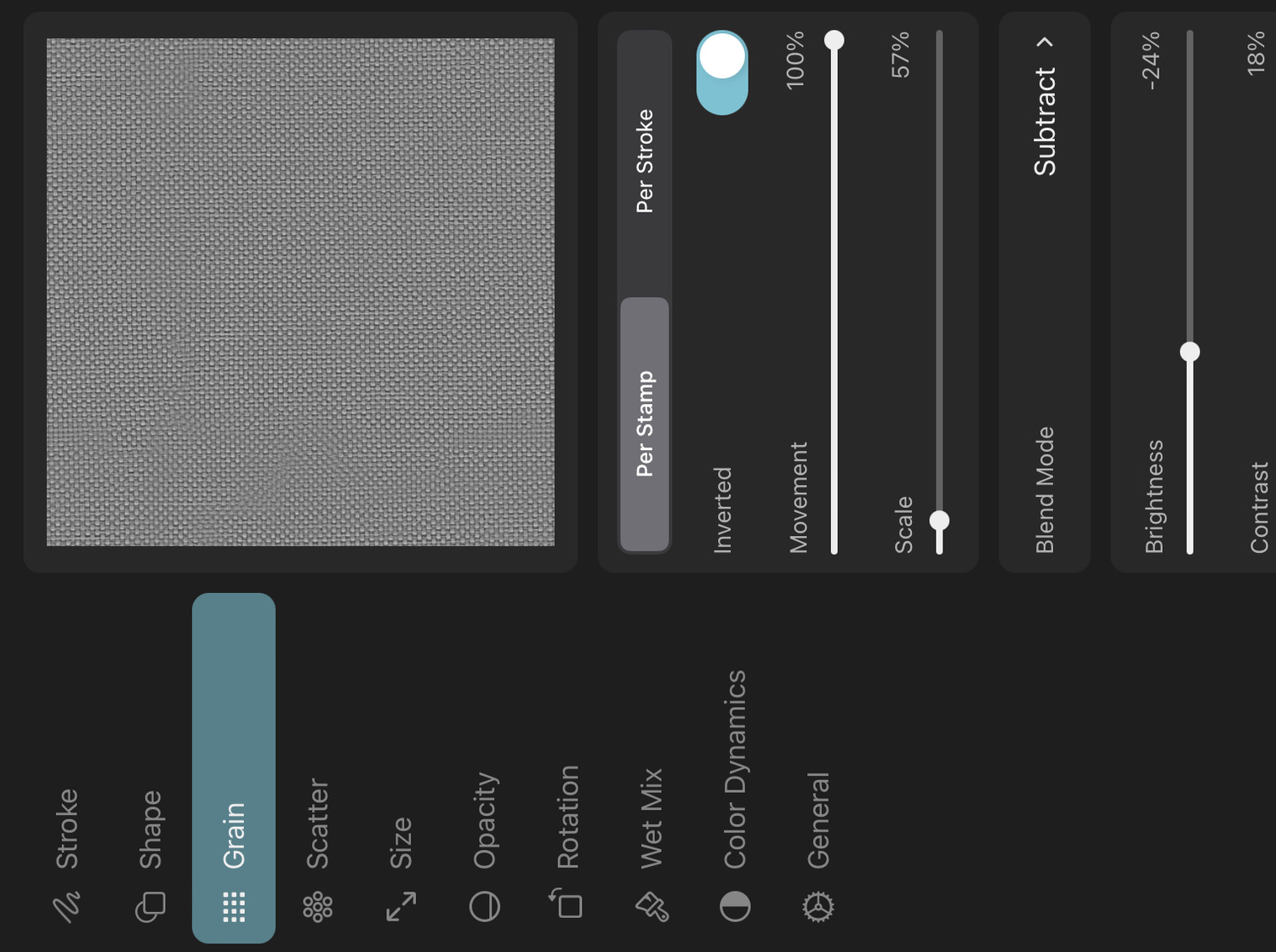 Grain settings tab