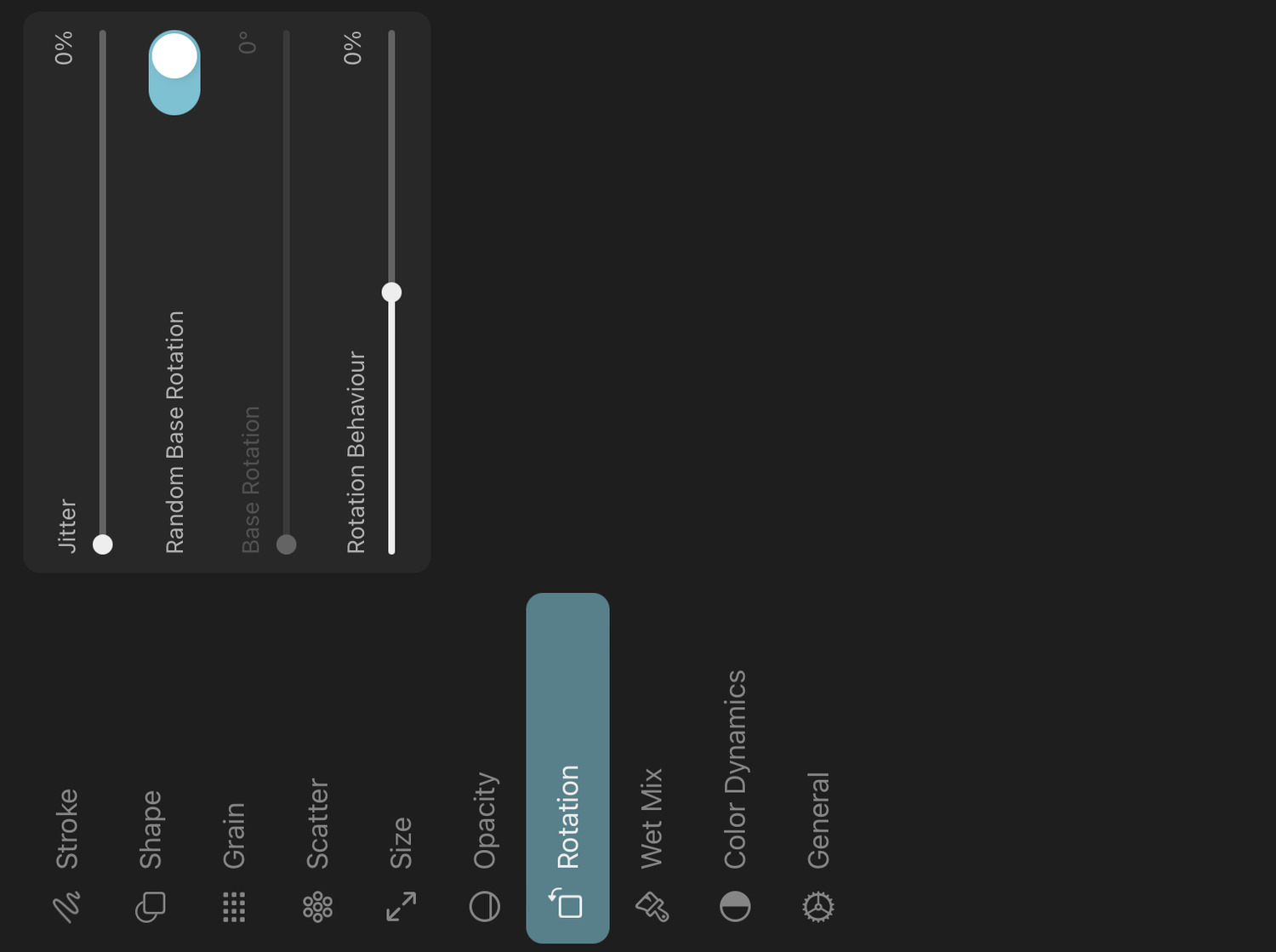 Rotation settings tab