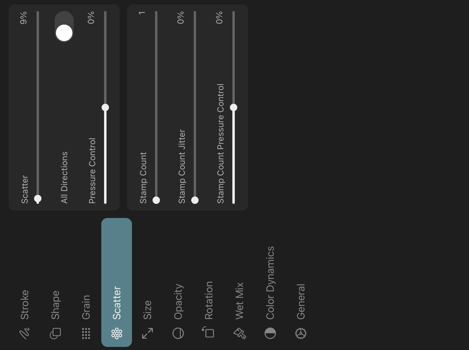 Scatter settings tab