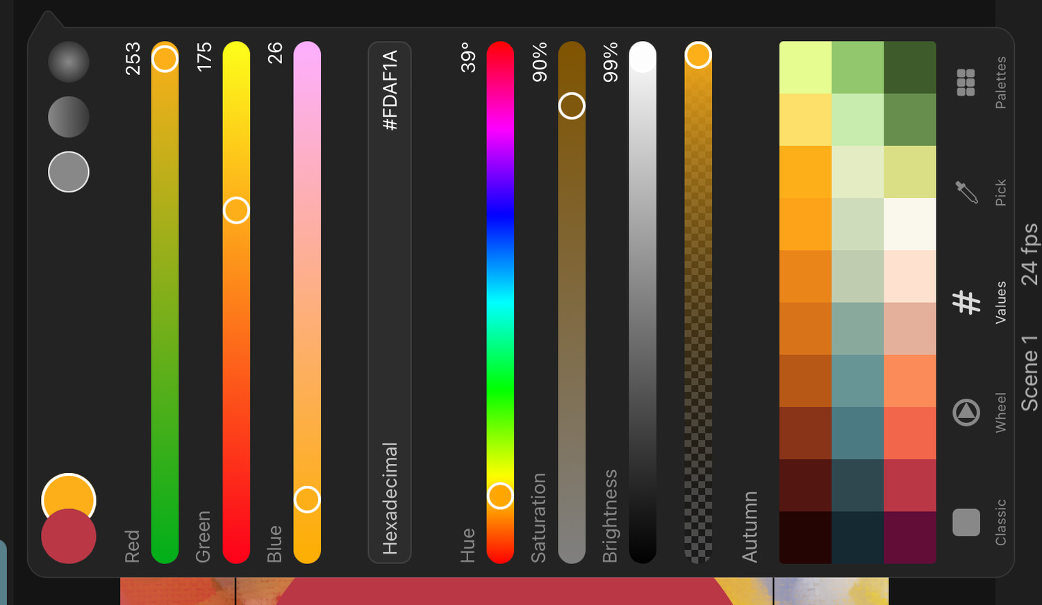 Values color picker