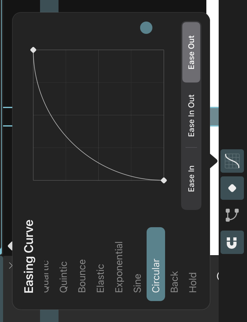 Circular easing curve